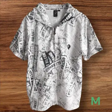 NESTA BRAND 네스타 올 패턴 반팔 M 집업 후드티 Y2K