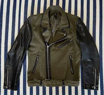 glamb 램 가죽 절개 아놀드 라이더 자켓 더블 올리브