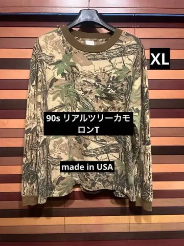 90s/리얼트리 카모/긴팔 티셔츠/XL/싱글 스티치