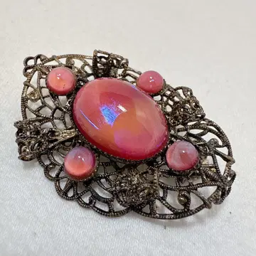 빈티지 골드 컬러 드래곤 블레스 유리 브로치