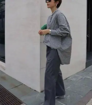 MACHATT 마차트 스탠드 카라 오버 셔츠 도트 무늬 루즈핏