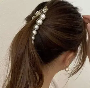 헤어 액세서리 펄 바나나 클립 헤어 클립 투명 베이지