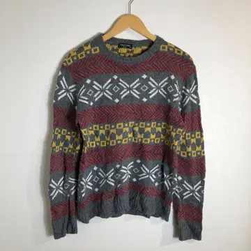 90s 노르딕 무늬 울 니트 스웨터 M