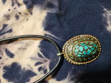 터콰이즈 타원형 펜던트 목걸이 에스닉 티티카카 라이카