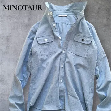 MINOTAUR 샴브레이 셔츠 긴팔 스카이블루 아쿠아 코튼