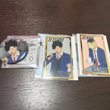 하이큐!! 마네키네코 캔뱃지&금박 클리어 카드 쿠로오 테츠로 코즈메 켄마