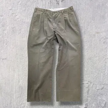 90s 투 턱 치노 팬츠 베이지 와이드 테이퍼드 코튼