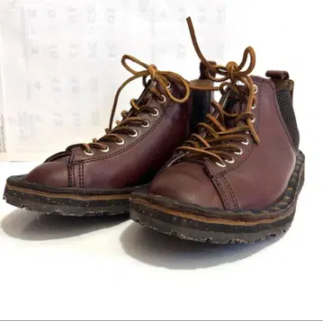 가죽 하이컷 워크 부츠 브라운