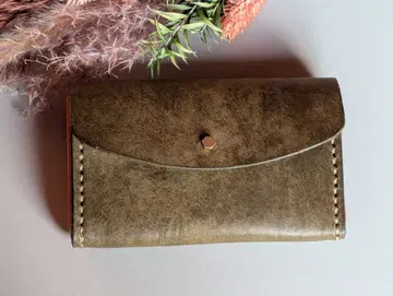 올리브 그린 가죽 카드 케이스