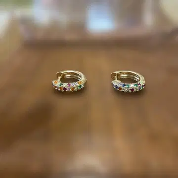 컬러 스톤 후프 귀걸이