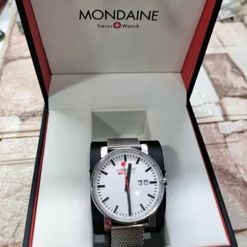 MONDAINE 스위스 watch 쿼츠 손목시계 화이트 다이얼