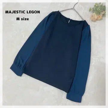 [ 마제스틱 레곤 ] 디자인 넥 상의 M 네이비 고급스러운 느낌