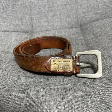 VINTAGE WORKS 브라운 가죽 벨트 아메카지 바이커
