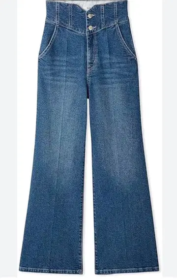 SNIDEL 하이웨스트 데님 와이드 팬츠 슬림 레그 데님 블루