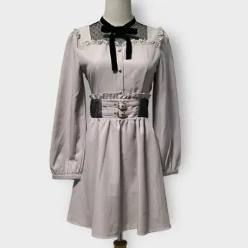 ROJITA 지뢰계 양산형 코르셋 리본 원피스 더스티 핑크 F