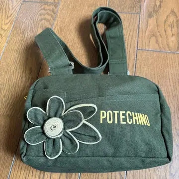 POTECHINO 꽃 모티브 올리브 그린 숄더백 사선 크로스 가능