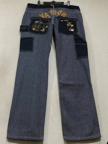 반손 VANSON 톰과 제리 자수 & 로고 자수 히코리 페인터 데님 팬츠
