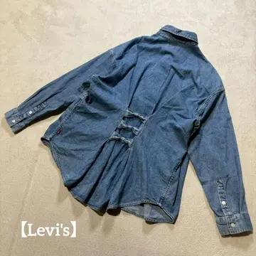 리바이스 데님 셔츠 리본 오버 사이즈 XS