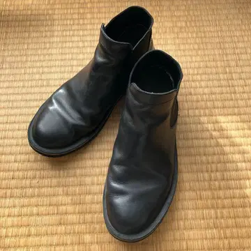 블랙 가죽 사이드 고어 부츠