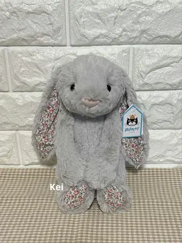 Jellycat 그레이 꽃무늬 토끼 봉제 인형