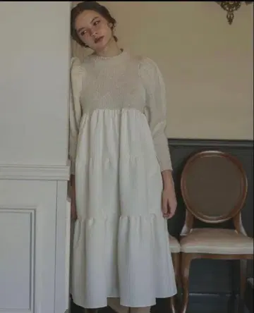 UNMINOU 앙미누/니트 도킹 티어드 원피스