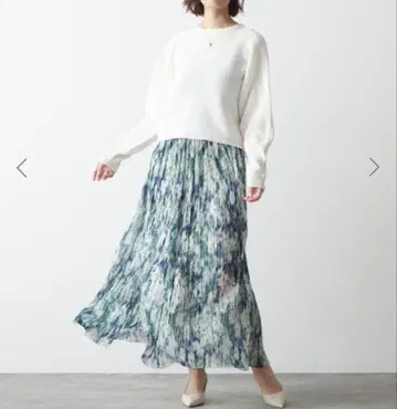 [ Liesse ] 리에스 릴렉스 패턴 플리츠 스커트 롱 스커트