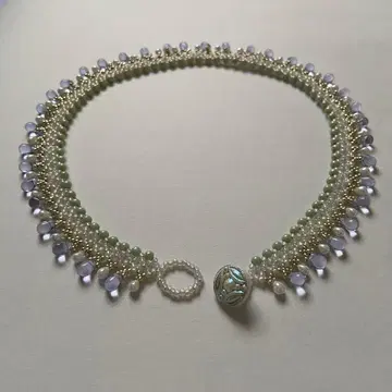 한 점뿐인 알렉산드라이트 체코 유리 버튼 비즈 초커 빈티지