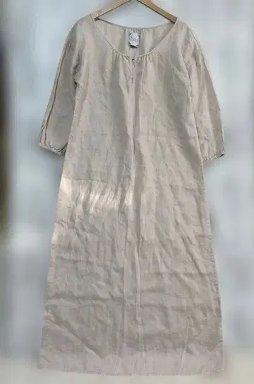 새상품급 프레임워크 린넨 100% 프렌치 리넨 롱 원피스 핑크 베이지