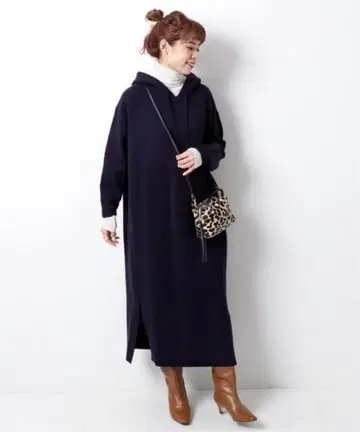 스픽 앤 스팬 더블 페이스 후디 원피스 네이비 후드티
