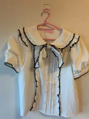 허니시나몬 블라우스 반팔 리본