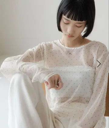 새상품 LOWRYS FARM 모듬 시어 풀오버 LS 아이보리 도트