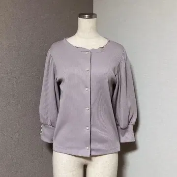 마제스틱 레곤 펄 프릴 리브 가디건 라벤더