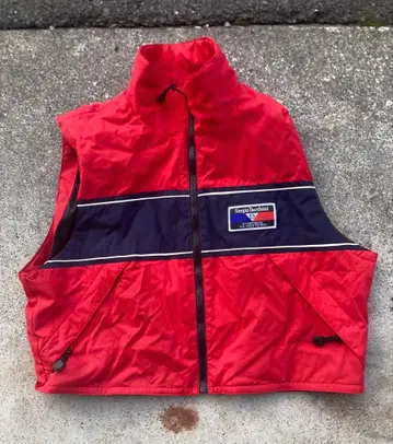 Sergio Tacchini 빨간색 네이비 집업 베스트