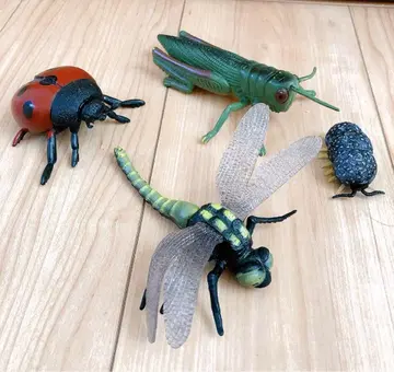 곤충 피규어 4체 세트 무당벌레 메뚜기 잠자리 공벌레