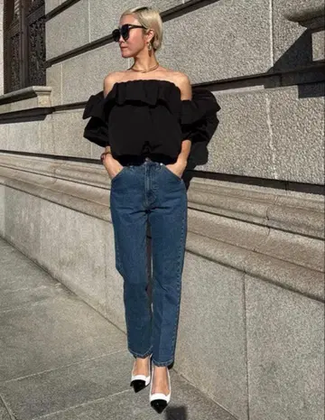 JENNE 정품 구매 미사용 새상품 멀티웨이 오프숄더 블라우스 블랙