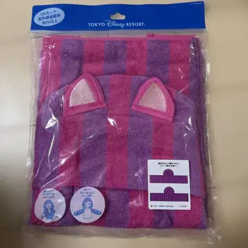 [미사용 새상품] 도쿄 디즈니 리조트 후드 부착 타월 체셔 고양이