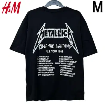 새상품 H&M x METALLICA 메탈리카 콜라보 밴드T셔츠 M