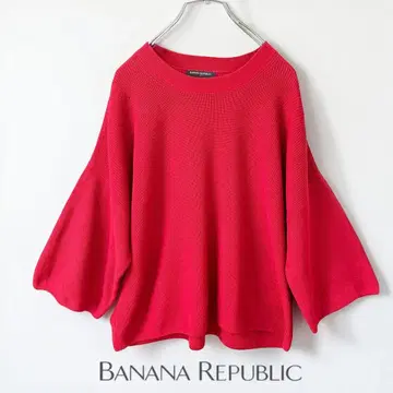 바나나리퍼블릭 코튼 니트 L 빨간색 돌먼 와이드 소매 봄