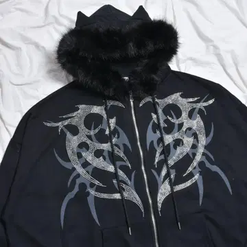 볼칸 & 아프로디테 고양이 귀 후드 퍼 후드티 short