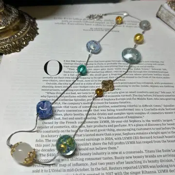 이탈리아제 베네치아 유리 목걸이 스네이크 체인에 멀티 컬러