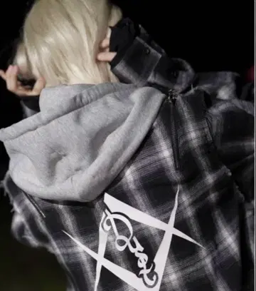 REFLEM x DustDevil 후드 부착 체크 셔츠