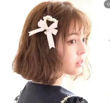 레어! LIZLISA 리즈리사 하트 펄 리본 헤어 클립 핑크