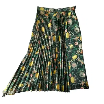 TARO HORIUCHI 플리츠 스커트 롱 꽃무늬 보태니컬 무늬 M