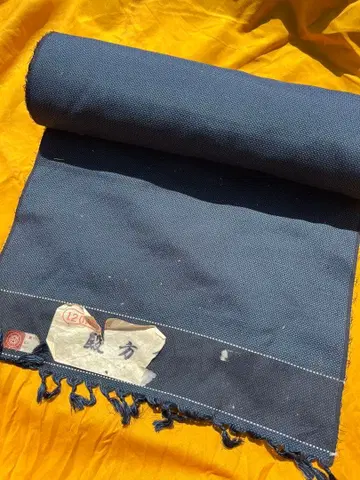 네이비 거북이 등껍질 무늬 니시진 비단 오메시 명주 앙상블 옷감