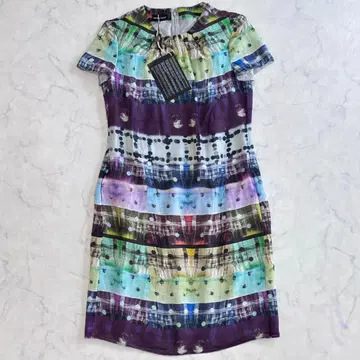 엠포리오 아르마니 실크 100% 올 패턴 원피스 42 멀티 컬러 uj1