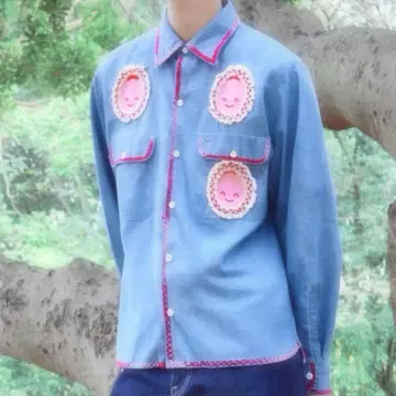 빈티지 구제 의류 JCPENNY 자수 샴브레이 셔츠