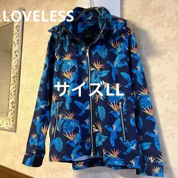 새상품급 빅 사이즈 LL 러브리스 보태니컬 무늬 윈드브레이커 후드티