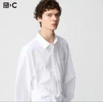 새상품급 UNIQLO:C 브로드 오버사이즈 셔츠 XL 화이트 유니클로