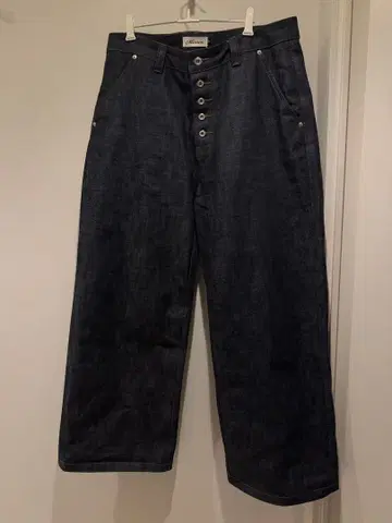 주말 가격 MENES Raw Loose 셀비지 데님 XL 인디고