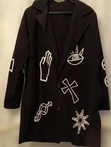 락 비주얼계 그래픽 프린트 얇은 소재 코트